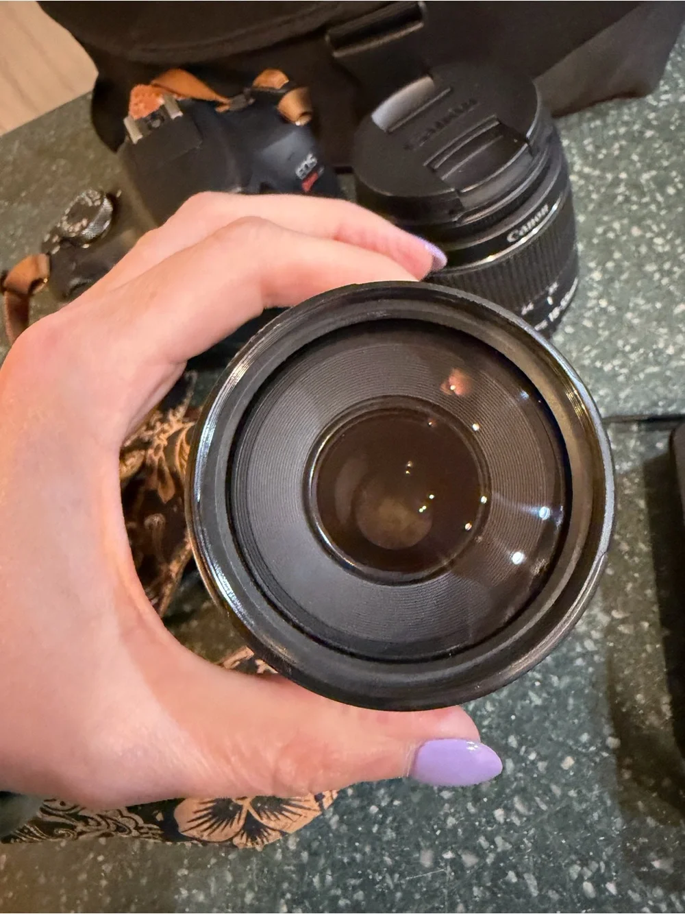 Canon DSLR Kit in Black with Brown Floral Strap